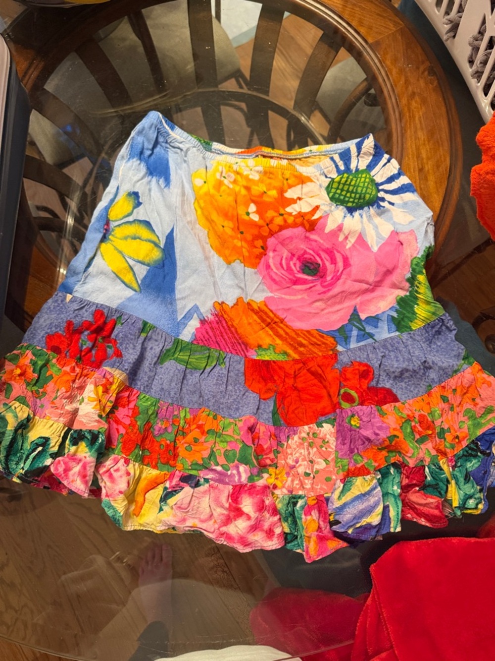 Jams World Vintage Colorful Floral Tiered Mini Skirt - Multicolor